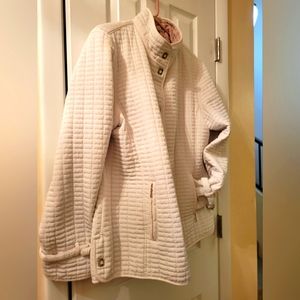 Quilted Cream Jacket with buckles at wrists high collar SZ XL